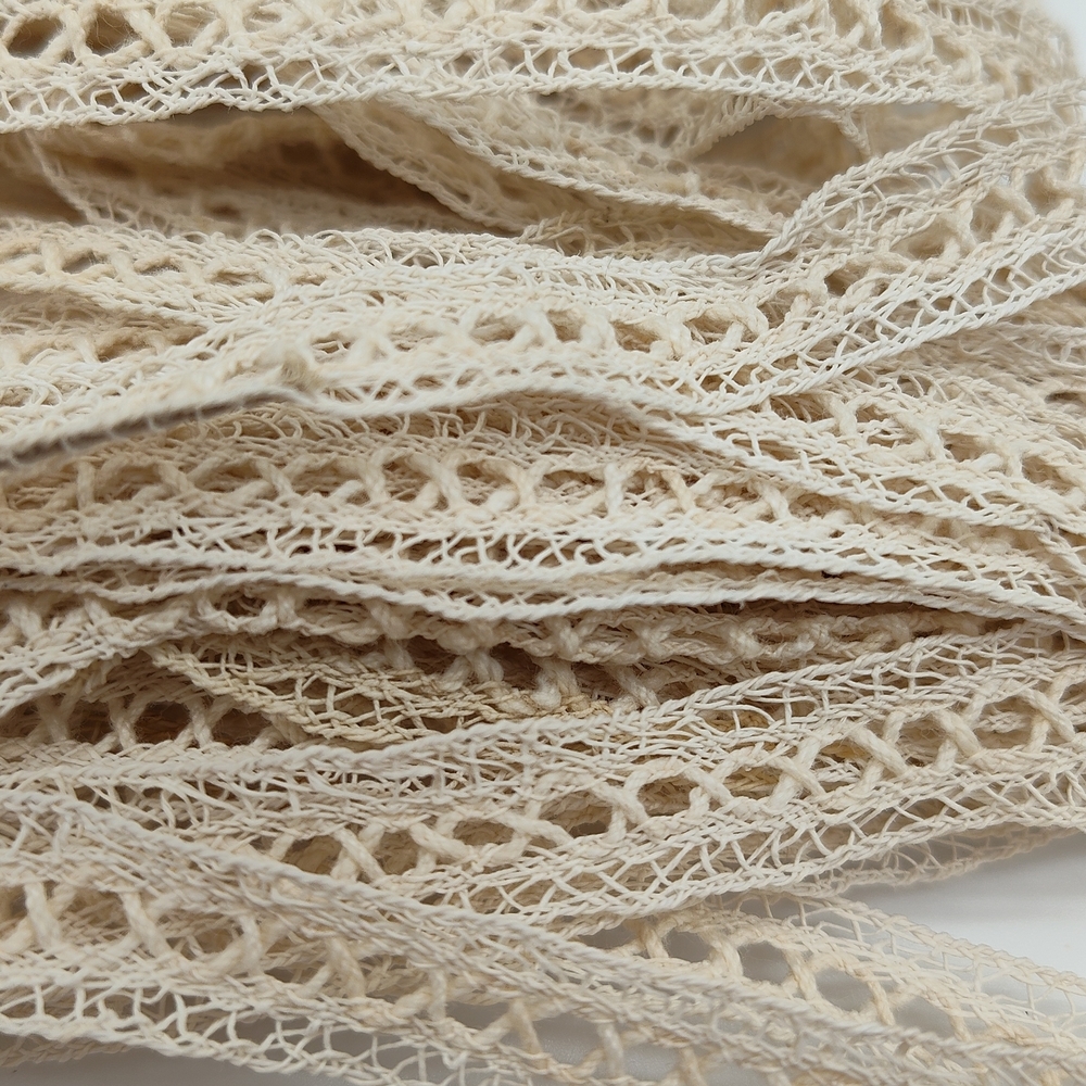 Vintage French Lace Trim 3 Yards 0.5" Antique Ivory Handmade Passementerie - Picture 2 of 3